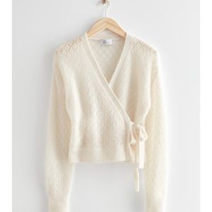 &other stories Pointelle Knit Wrap Cardigan Size S